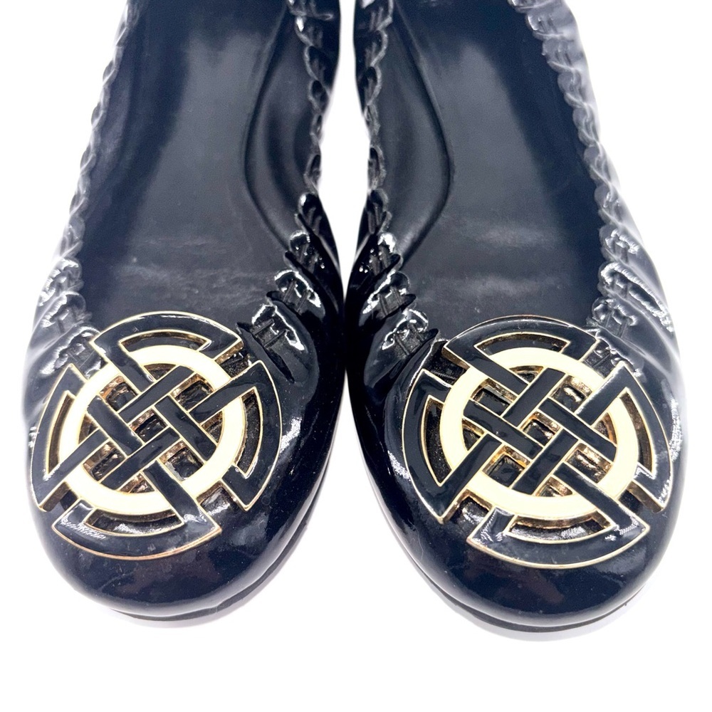 Tory Burch Black Ballerina Flats with Gold Accents - Picture 6 of 11